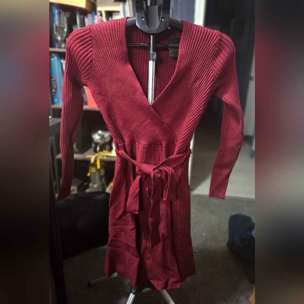 Vimpunec (Shein) Burgundy Sweater Dress Sz S 4-1022